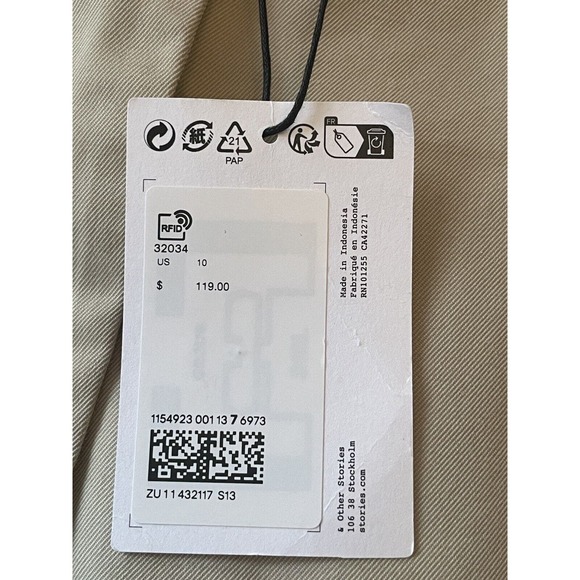 NWT & Other Stories Cargo Midi Skirt Size US 10‎ Beige Khaki Straight Utility - Picture 10 of 11